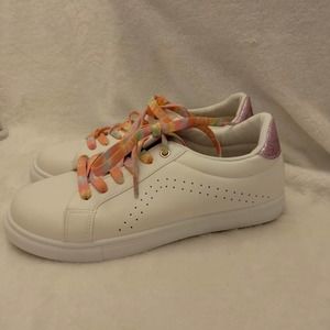 POP white art deco  sparkle lavender sneaker tie dye laces women size 9